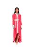 Coral Dahlia Handpainted Shirt Dress